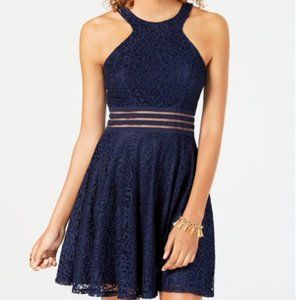 City Studio Juniors Navy Lace Halter Mini-Dress NWT